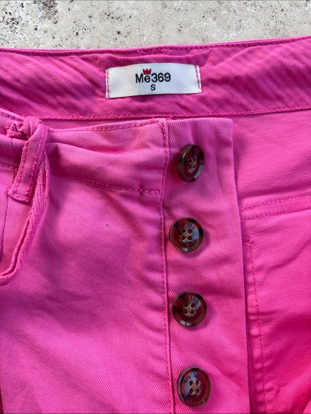 Hot Pink Cargo Capri Pants with Patch Detail - Picture 2 of 6